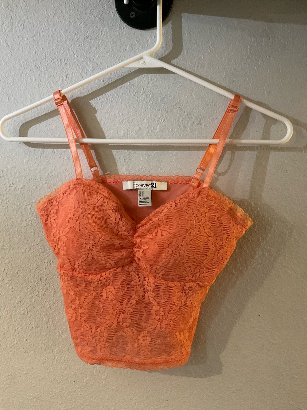 Forever 21 Coral Orange Lace Bustier Crop Top